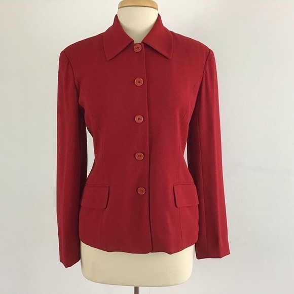 Vintage Isabel Ardee red 5 button lined blazer. Size 4 - Picture 1 of 11